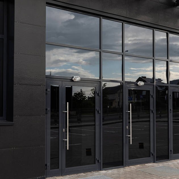 Input in modern office building.
